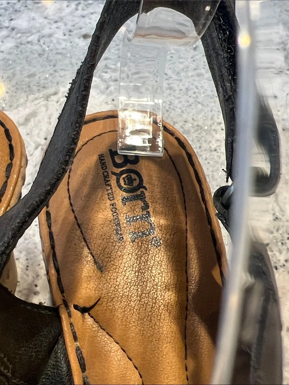 Børn Seashell Black Leather Cork Wedge Sandals Size 9 EUC